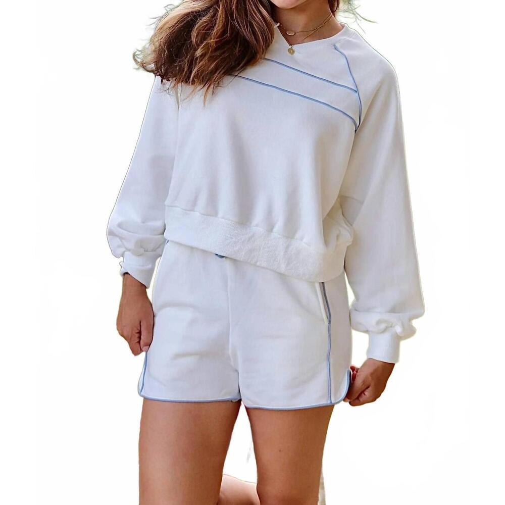 NEW PAPERMOON lyla piped lounge set in white